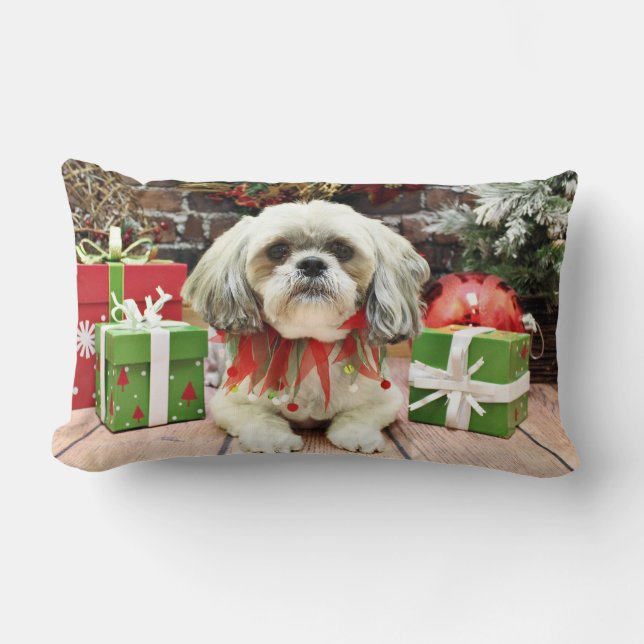 Christmas - Lhasa Apso - Taz Lumbar Cushion (Front)