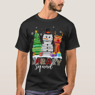 Christmas Librarian Books Xmas Tree Snowman Reinde T-Shirt