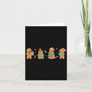 Christmas Library Gingerbread Man Books Lover Book Card