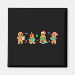 Christmas Library Gingerbread Man Books Lover Book Magnet