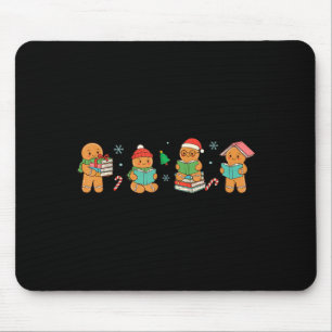 Christmas Library Gingerbread Man Books Lover Book Mouse Pad