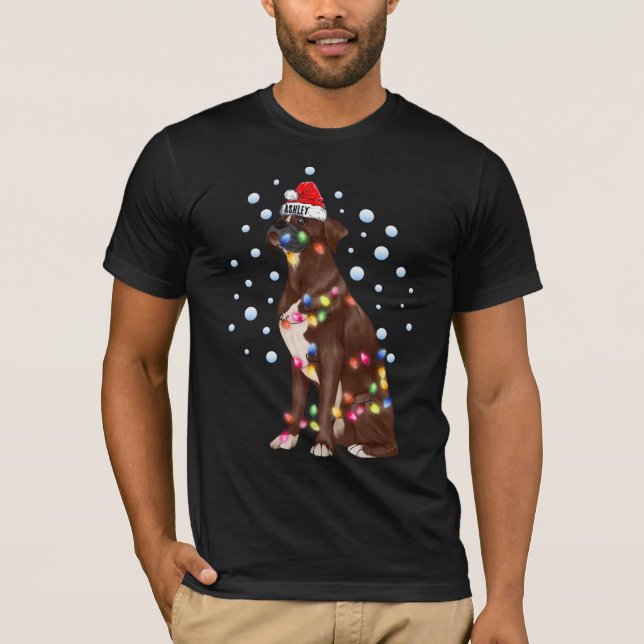 Christmas Light Boxer Dog Puppy T-Shirt (Front)