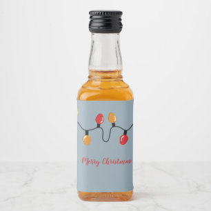 Christmas Light Bulb String Merry Christmas Custom Liquor Bottle Label