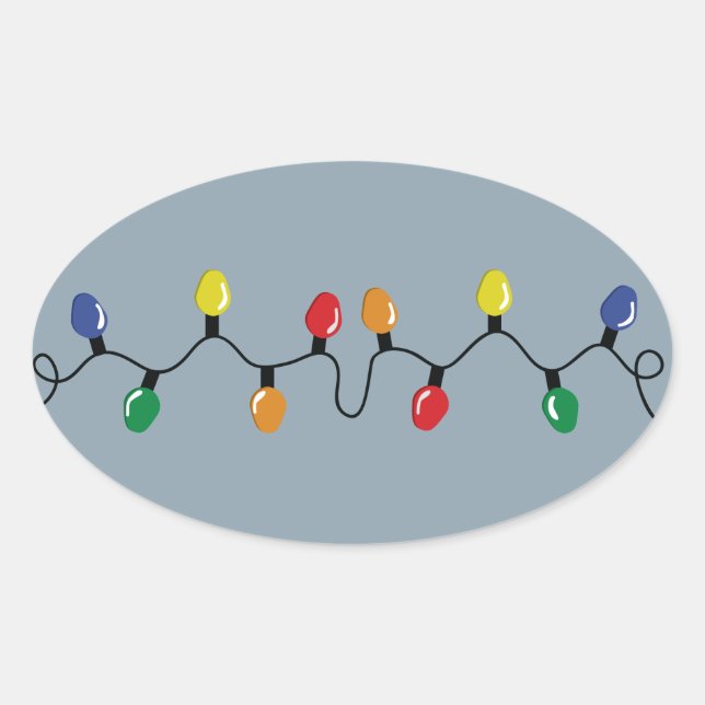 Christmas Light Bulb String Oval Sticker (Front)