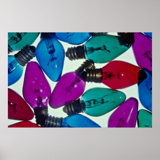 Christmas light bulbs in different colours poster (Front)