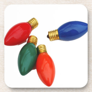Christmas Light Bulbs Set of Cork Coasters