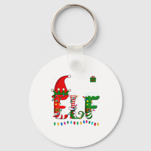 Christmas Light Family Matching Pajamas Softball E Key Ring