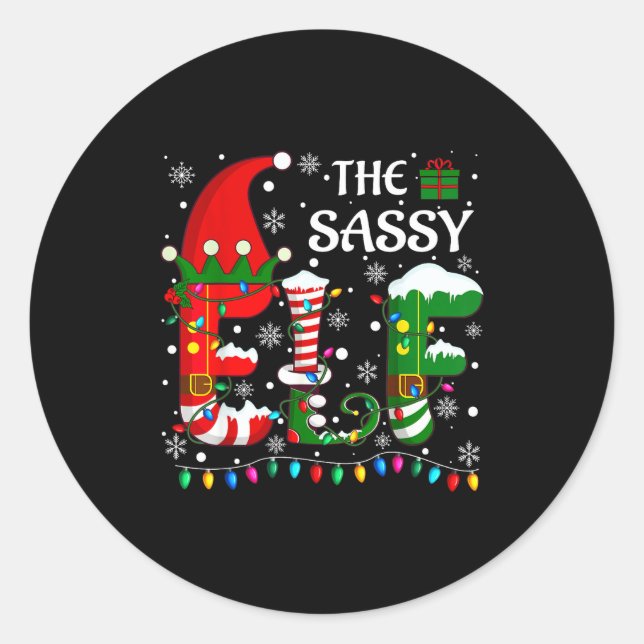 Christmas Light Family Matching Pajamas Sy Elf Xma Classic Round Sticker (Front)