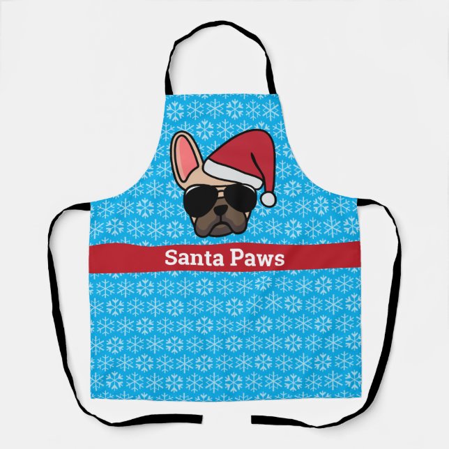 Christmas Light Fawn French Bulldog Apron (Front)
