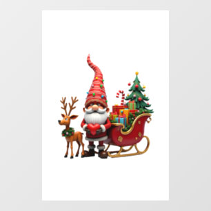 Christmas Light Gnome Santa Claus Riding Sleigh Hi