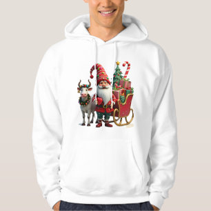 Christmas Light Gnome Santa Claus Riding Sleigh Hi Hoodie