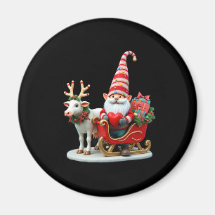 Christmas Light Gnome Santa Claus Riding Sleigh Hi Magnet