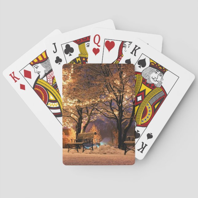 Christmas Light Park Benches Playing Cards (Back)