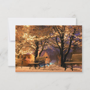 Christmas Light Park Benches Thank You Card
