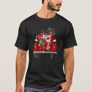 Christmas Light Reindeer Merry Xmas Red Truck Trav T-Shirt