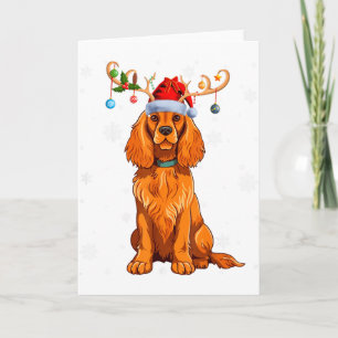 Christmas Light Reindeer Santa Hat Er Spaniel Xmas Card