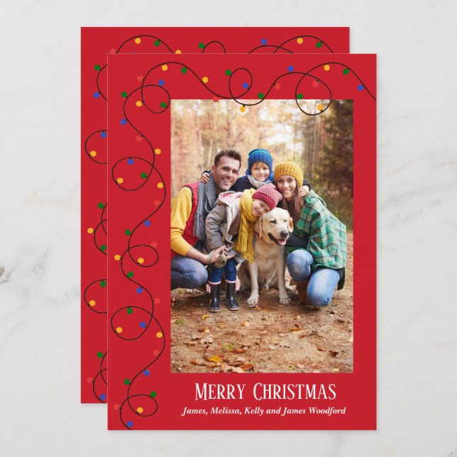 Christmas Light Strand Photo Holiday Card (Front/Back)