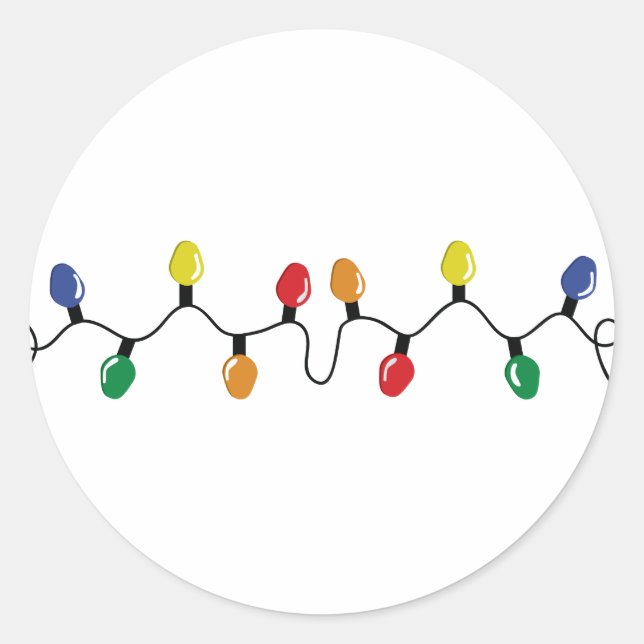 Christmas Light String Classic Round Sticker (Front)