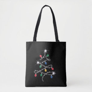 Christmas Light Tree Rhinestone Mega Bling Tote Bag