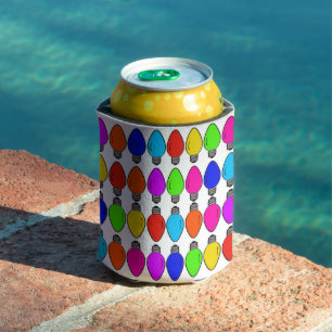 Christmas Lightbulbs Pattern Can Cooler