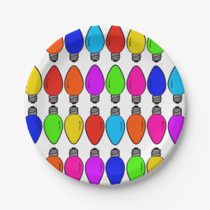 Christmas Lightbulbs Pattern Paper Plate