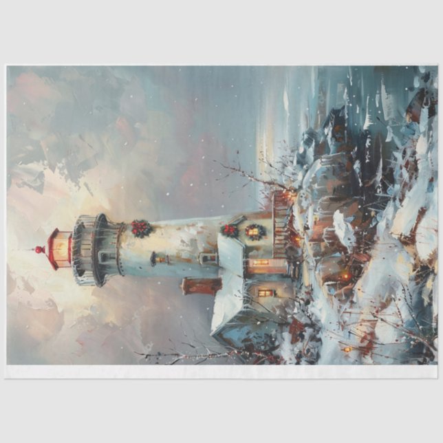 Christmas Lighthouse Tissue Paper (Front)