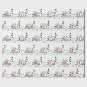 CHRISTMAS LIGHTHOUSE WRAPPING PAPER
