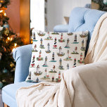 Christmas Lighthouses Nautical Coastal Cushion<br><div class="desc">Add a coastal vibe to your holiday home decor with this Christmas nautical pillow,  featuring a pattern of watercolor lighthouses decorated for the holidays. Please check out the collection for matching products. If you would like more matching products or other colorways,  please contact me through Zazzle Chat.</div>