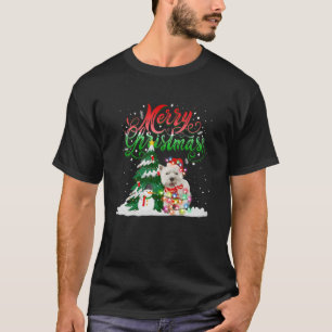 Christmas Lighting Pajama Matching Westie Santa Xm T-Shirt