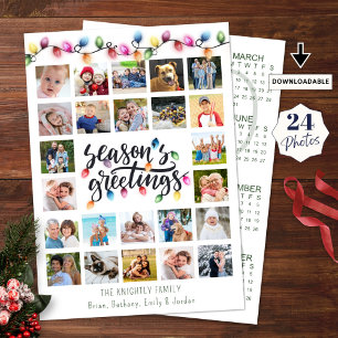 Christmas Lights 24 Photo Collage 2026 Calendar Holiday Card
