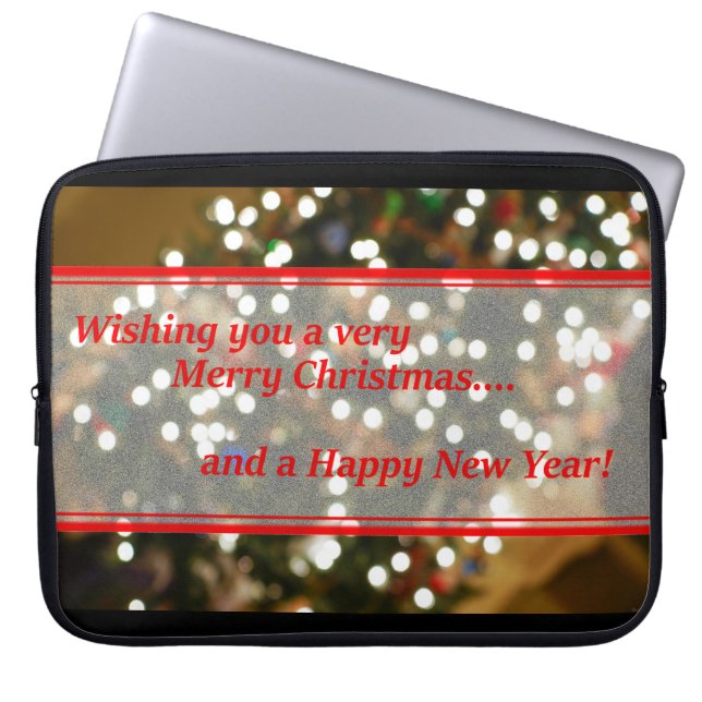 Christmas Lights Abstract Laptop Sleeve (Front)