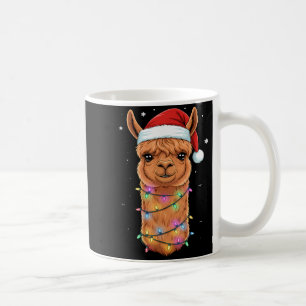 Christmas Lights Alpaca Santa Hat Llama Cute Xmas Coffee Mug