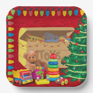 Christmas Lights and Toy Box Paper Plate