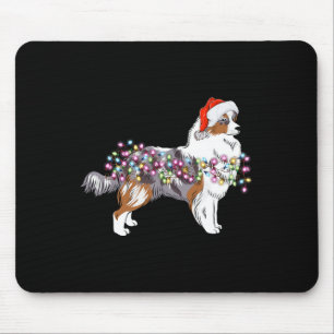 Christmas Lights Australian Shepherd Dog Cute Mouse Pad