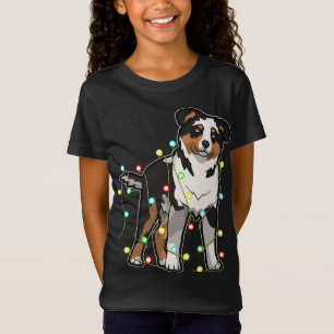Christmas Lights Australian Shepherd Dog Lover Xma T-Shirt