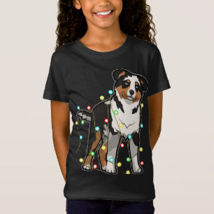 Christmas Lights Australian Shepherd Dog Lover Xma T-Shirt