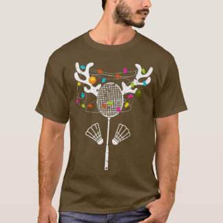 Christmas Lights Badminton Racket Funny Xmas  T-Shirt