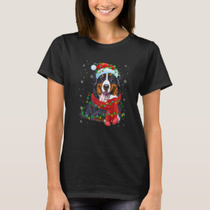 Christmas Lights Bernese Mountain Dog Santa Hat Sc T-Shirt