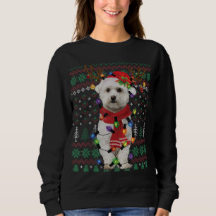 Christmas Lights Bichon Frise Reindeer Santa Ugly Sweatshirt