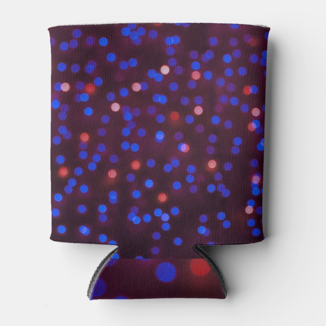 Christmas lights, blurred, festive background. can cooler (Front)