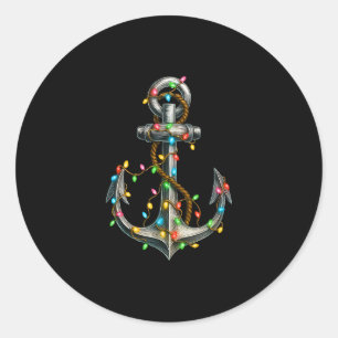 Christmas Lights Boating Sailing Cruise Boat Classic Round Sticker