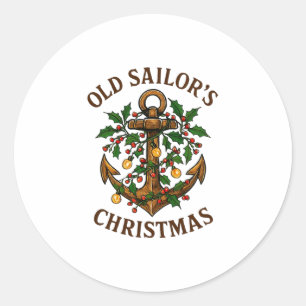 Christmas Lights Boating Sailing Cruise Boat Gifts Classic Round Sticker