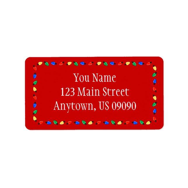Christmas Lights Border Address Labels (Red) (Front)