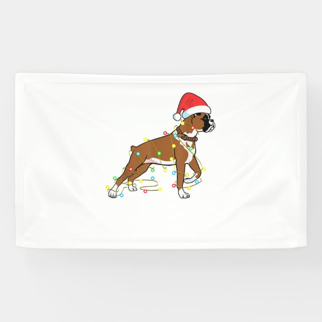 Christmas Lights Boxer Dog Lover Funny Gift  Banner (Horizontal)