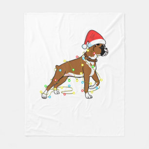 Christmas Lights Boxer Dog Lover Funny Gift Fleece Blanket