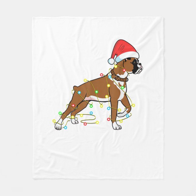 Christmas Lights Boxer Dog Lover Funny Gift  Fleece Blanket (Front)