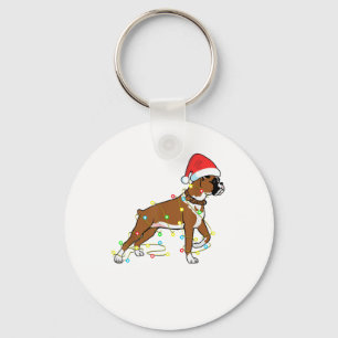 Christmas Lights Boxer Dog Lover Funny Gift Key Ring