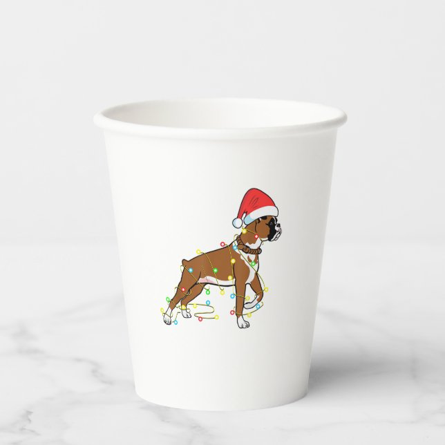 Christmas Lights Boxer Dog Lover Funny Gift  Paper Cups (Front)