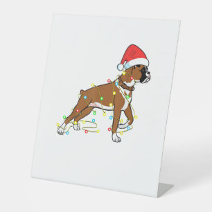 Christmas Lights Boxer Dog Lover Funny Gift Pedestal Sign