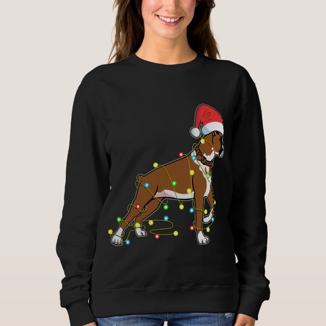 Christmas Lights Boxer Dog Lover Funny Gift Sweatshirt (Front)